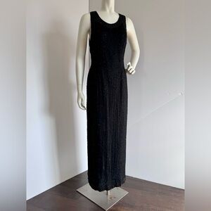 Vintage Laurence Kazar Black Beaded Maxi Dress. Size: Large